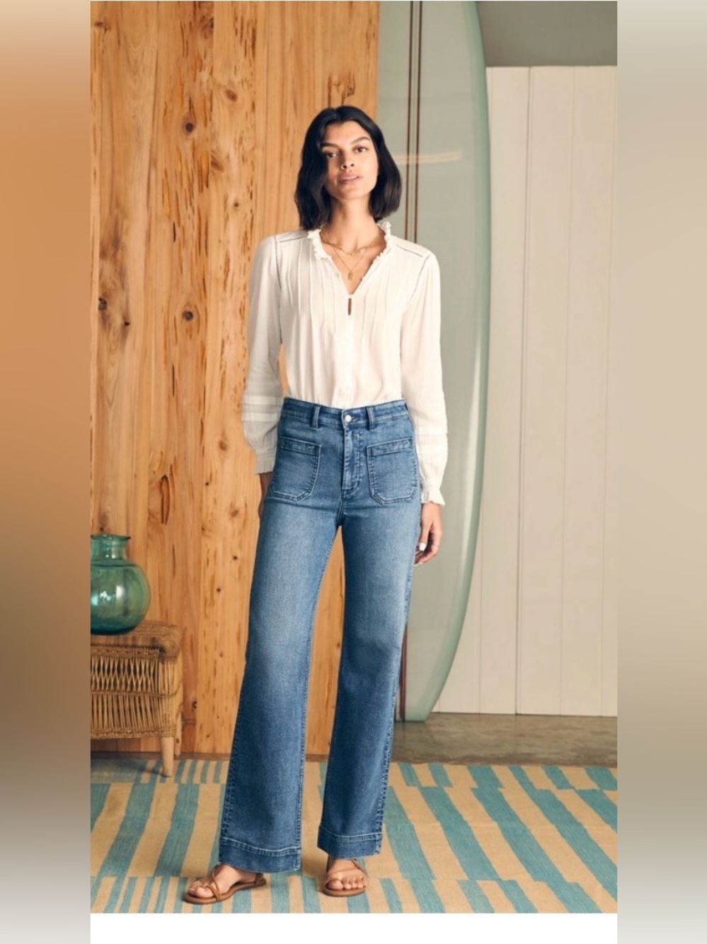 FAHERTY WOMEN'S TERRY PATCH POCKET JEANS 27
